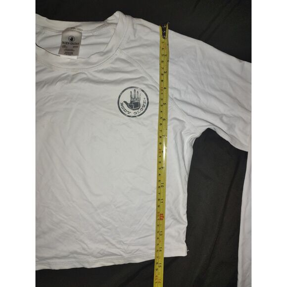 Body Glove Smoothies Let It Be Cross-Over Crop Top Rash Guard Size Small Snow - Picture 7 of 7